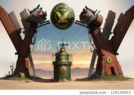 Game background: A desert background reminiscent of military barracks 129139953