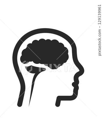 Head with brain symbol vector icon stock illustration Head with brain symbol vector icon stock illustration 129139961