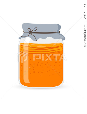 Homemade kombucha tea in a glass jar on a white background stock illustration 129139963