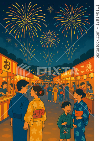 前往煙火表演的人們 129140111