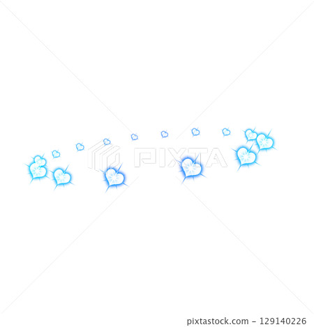 透明背景上的藍色心形閃光痕跡 129140226