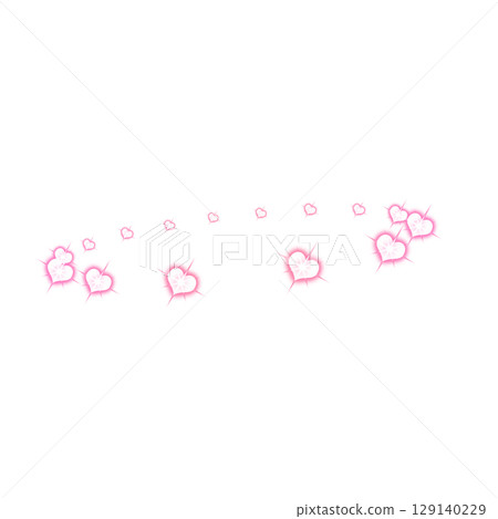 Pink heart-shaped sparkle trail on transparent background 129140229