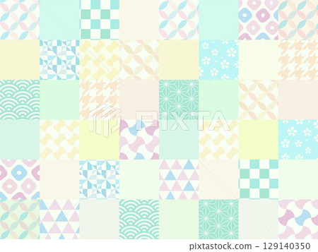 Checkered patterns, backgrounds, Japanese patterns, patterns (Seigaiha, hemp leaf, checkered, cloisonné, etc.) 129140350