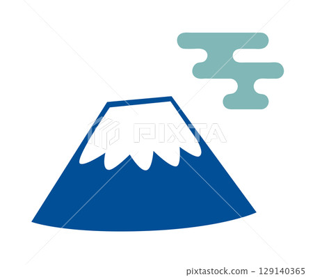 Mount Fuji and Japanese clouds illustration icon Mount Fuji and Japanese clouds illustration icon 129140365