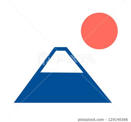 Mount Fuji and sun illustration icon Mount Fuji and sun illustration icon 129140366