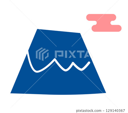Mount Fuji and Japanese clouds illustration icon Mount Fuji and Japanese clouds illustration icon 129140367