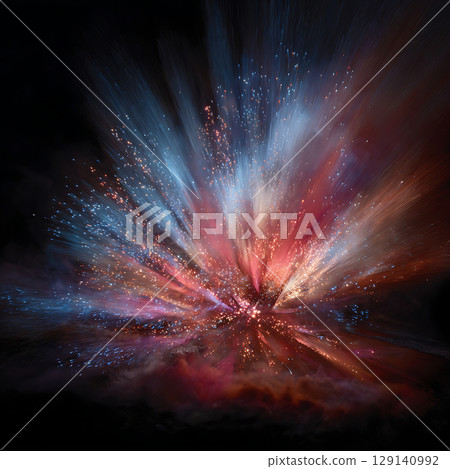 Abstract explosion illustration with radiating light particles and lines 129140992