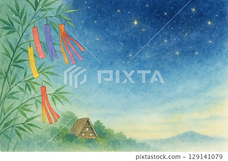 七夕竹飾與星空 129141079