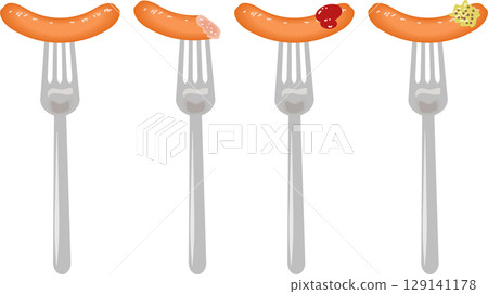 sausage stuck in fork sausage stuck in fork 129141178