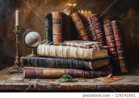 composition with old books 129141601