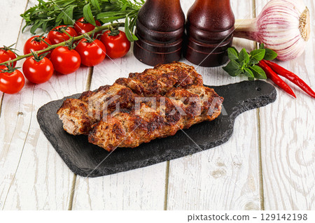 Chicken kebab minced meat and spices Chicken kebab minced meat and spices 129142198