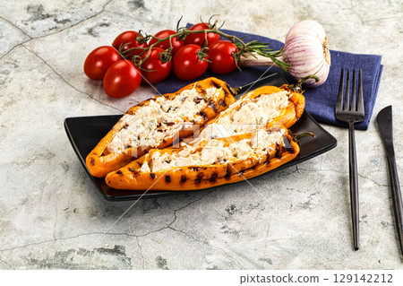 Baked Ramiro pepper stuffed cheese Baked Ramiro pepper stuffed cheese 129142212