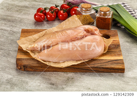 Fresh raw Chicken breast fillet Fresh raw Chicken breast fillet 129142309
