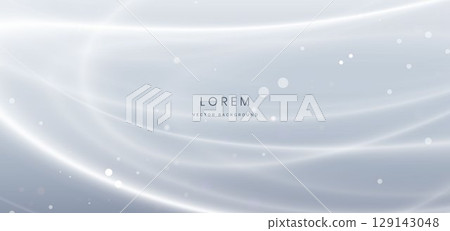 Abstract white curved ray on grey background with lighting effect sparkle. 129143048