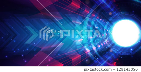 Arrow elegant blue with glowing on dark background with lighting effect and sparkle. Arrow elegant blue with glowing on dark background with lighting effect and sparkle. 129143050