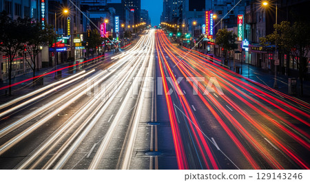 City at sunset 129143246