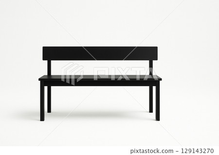 白色背景上放置的一張簡單的黑色長凳 白色背景上放置的一張簡單的黑色長凳 129143270