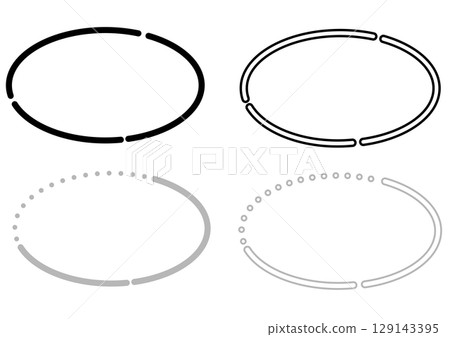 Monochrome broken oval simple frame set 129143395