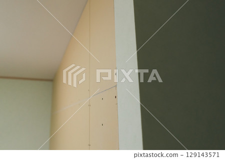 Partition wall construction work Partition wall construction work 129143571