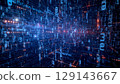 Abstract technological digital matrix dark background with glowing elements 129143667