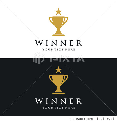 Creative and unique trophy Logo template design. Trophy logo for sport tournament championship 129143941