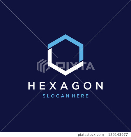 Creative and simple hexagon box or cube geometry logo template design.Logo for business, company, network,technology. 129143977