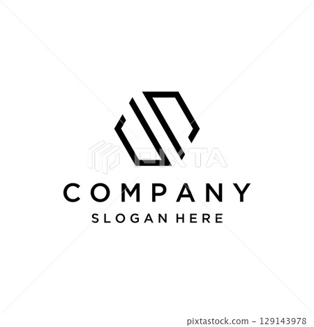 Creative and simple hexagon box or cube geometry logo template design.Logo for business, company, network,technology. 129143978