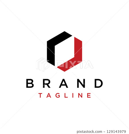 Creative and simple hexagon box or cube geometry logo template design.Logo for business, company, network,technology. 129143979