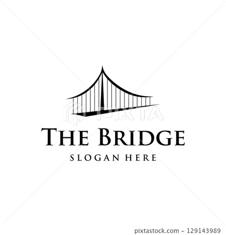 Bridge building construction abstract logo template design with creative idea. 129143989