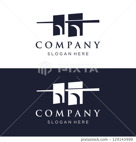 Bridge building construction abstract logo template design with creative idea. Bridge building construction abstract logo template design with creative idea. 129143999