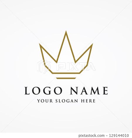 Vintage Golden Royal Crown logo template design with elegant and luxury geometric creative idea.Logo for business, beauty and salon. 129144010