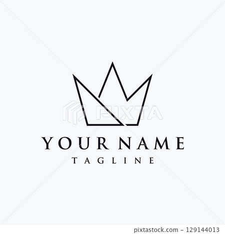 Vintage Golden Royal Crown logo template design with elegant and luxury geometric creative idea.Logo for business, beauty and salon. Vintage Golden Royal Crown logo template design with elegant and luxury geometric creative idea.Logo for business, beauty and salon. 129144013