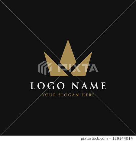 Vintage Golden Royal Crown logo template design with elegant and luxury geometric creative idea.Logo for business, beauty and salon. Vintage Golden Royal Crown logo template design with elegant and luxury geometric creative idea.Logo for business, beauty and salon. 129144014