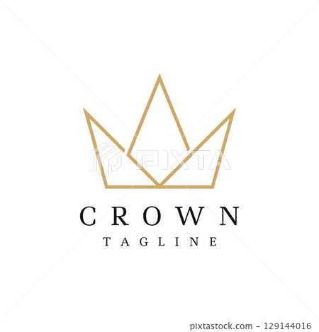 Vintage Golden Royal Crown logo template design with elegant and luxury geometric creative idea.Logo for business, beauty and salon. Vintage Golden Royal Crown logo template design with elegant and luxury geometric creative idea.Logo for business, beauty and salon. 129144016