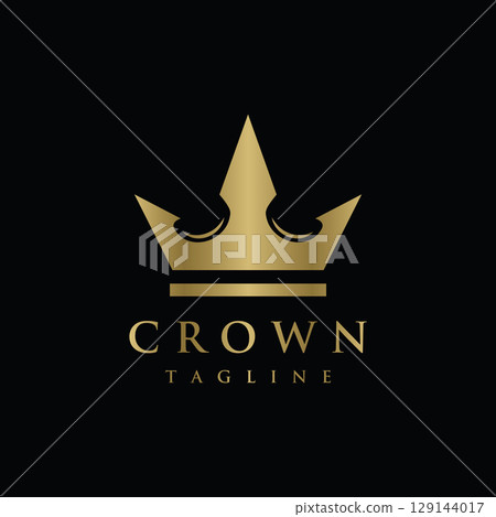 Vintage Golden Royal Crown logo template design with elegant and luxury geometric creative idea.Logo for business, beauty and salon. 129144017