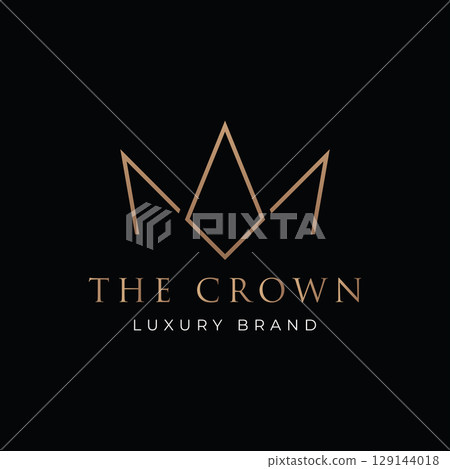 Vintage Golden Royal Crown logo template design with elegant and luxury geometric creative idea.Logo for business, beauty and salon. 129144018