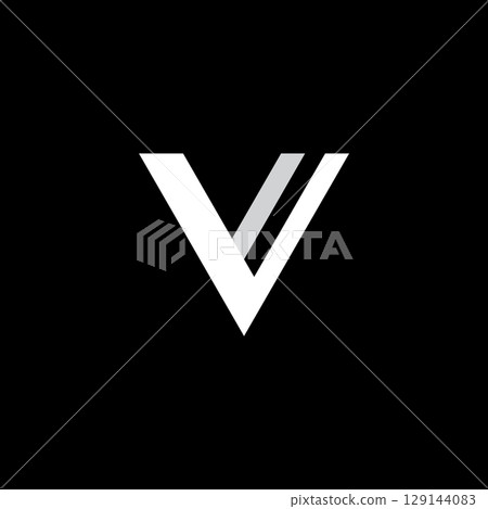 Initial V Minimal letter logo template design with modern and luxury geometric shape.Logo for business, brand, company,business card or identity and fashion. 129144083