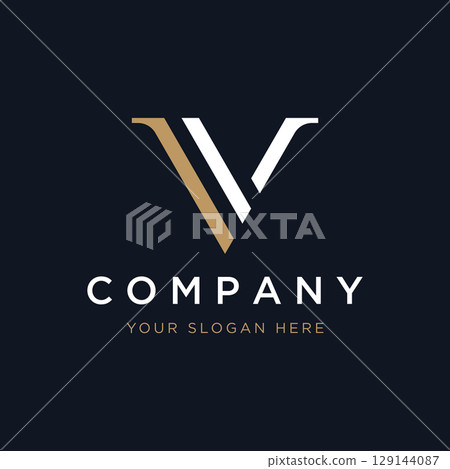 Initial V Minimal letter logo template design with modern and luxury geometric shape.Logo for business, brand, company,business card or identity and fashion. Initial V Minimal letter logo template design with modern and luxury geometric shape.Logo for business, brand, company,business card or identity and fashion. 129144087