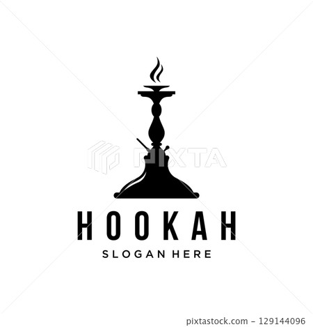 Isolated hookah, shisha or water pipe Logo design for club, bar, cafe and shop. Isolated hookah, shisha or water pipe Logo design for club, bar, cafe and shop. 129144096