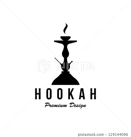 Isolated hookah, shisha or water pipe Logo design for club, bar, cafe and shop. 129144098