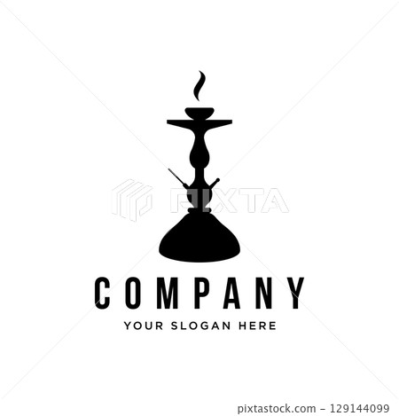 Isolated hookah, shisha or water pipe Logo design for club, bar, cafe and shop. 129144099