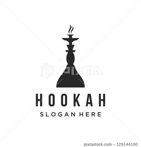Isolated hookah, shisha or water pipe Logo design for club, bar, cafe and shop. 129144100