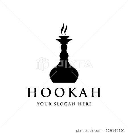 Isolated hookah, shisha or water pipe Logo design for club, bar, cafe and shop. 129144101