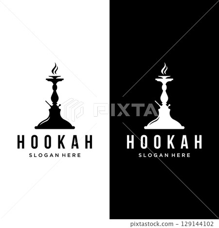 Isolated hookah, shisha or water pipe Logo design for club, bar, cafe and shop. Isolated hookah, shisha or water pipe Logo design for club, bar, cafe and shop. 129144102