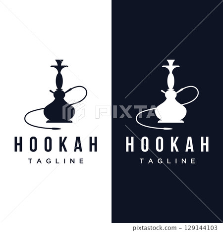 Isolated hookah, shisha or water pipe Logo design for club, bar, cafe and shop. Isolated hookah, shisha or water pipe Logo design for club, bar, cafe and shop. 129144103