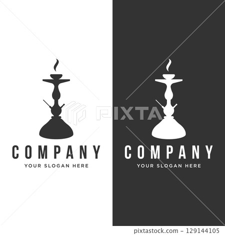 Isolated hookah, shisha or water pipe Logo design for club, bar, cafe and shop. Isolated hookah, shisha or water pipe Logo design for club, bar, cafe and shop. 129144105