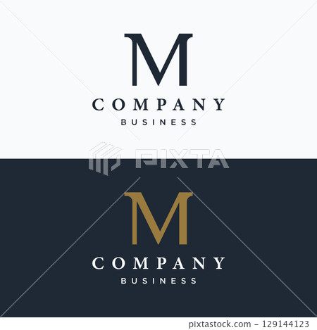 Logo design for the initial letter M monogram or geometry that is unique, modern, luxurious and elegant. Logo for business, brand, business card and company. 129144123