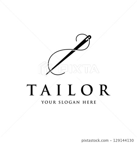Tailor logo template design with needle and thread concept.Logo for tailor,clothing,boutique. 129144130