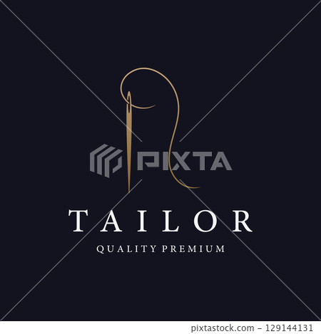 Tailor logo template design with needle and thread concept.Logo for tailor,clothing,boutique. 129144131