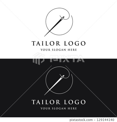 Tailor logo template design with needle and thread concept.Logo for tailor,clothing,boutique. 129144140